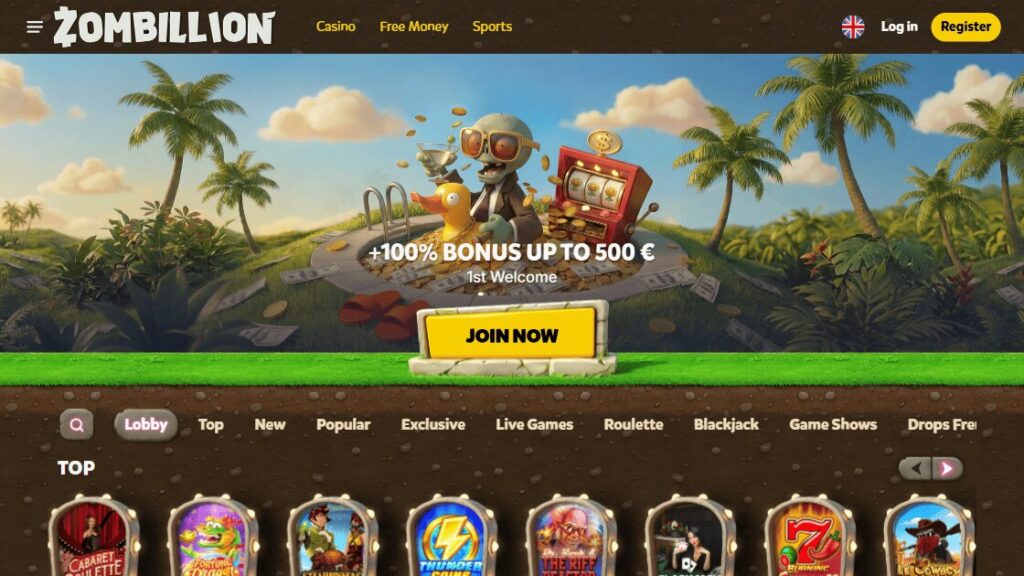 homepage van zombillion goksite aanbieder voor nederland